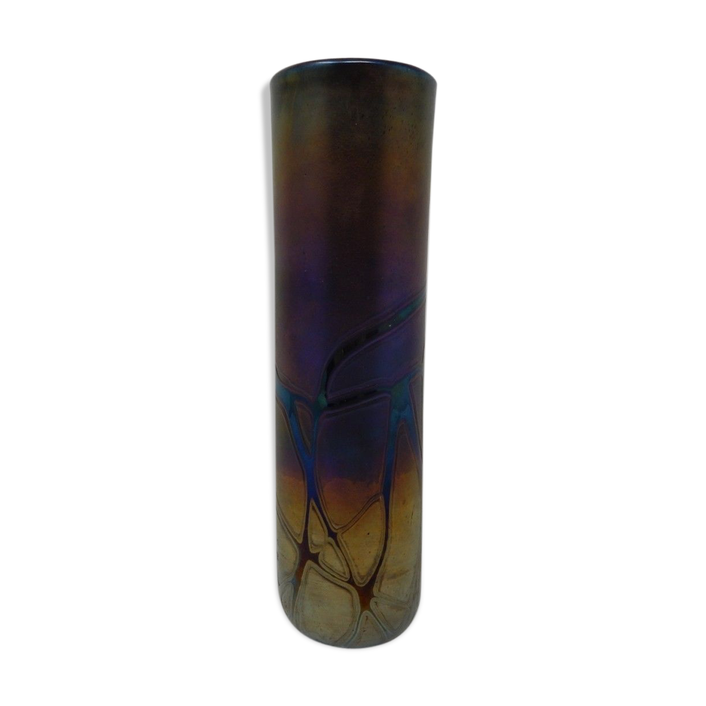 Vase en verre irisé