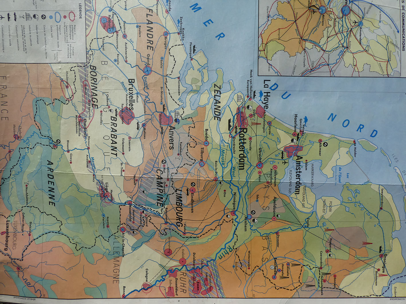 School map "Benelux" Belgium, Nederland and Luxembourg