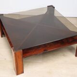 Scandinavian rosewood and glass coffee table Mobelintarsia - 1960