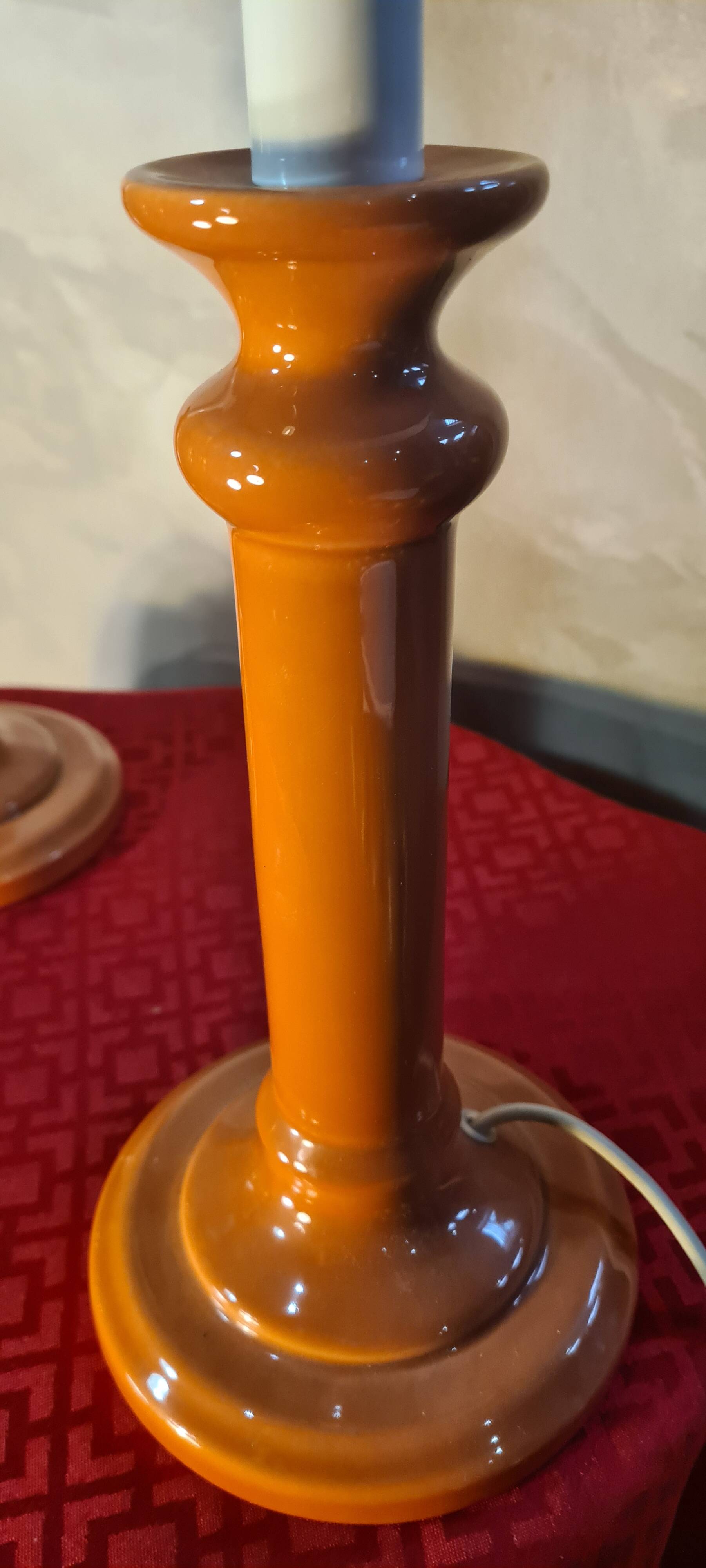 Pair of "Albret Rodez" lamps in dark salmon ceramic 53x25 vintage