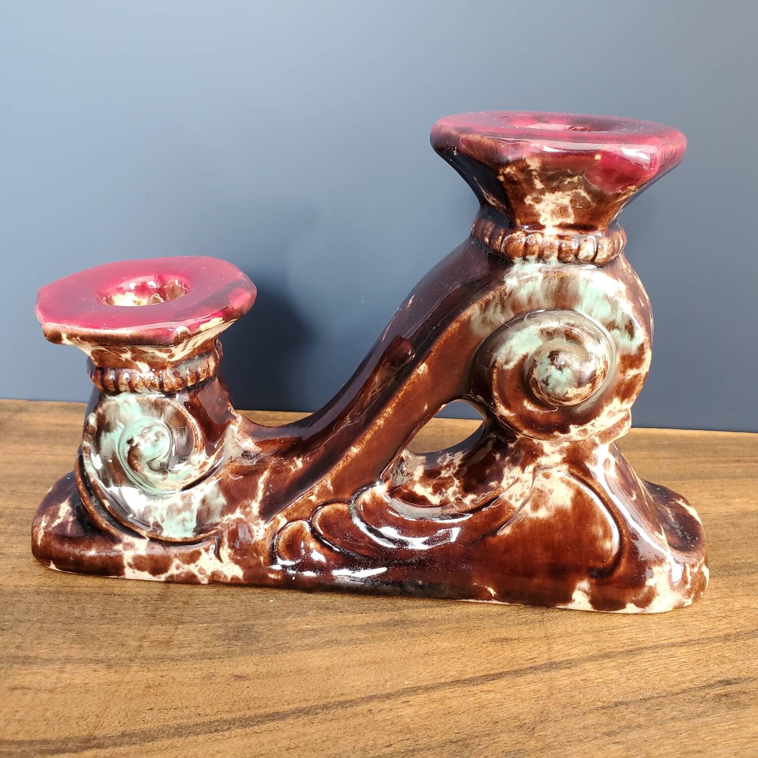 Pair of Fat Lava ceramic candle holders