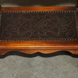 Theodore Alexander bookshelf shelf, solid wood, embossed leather.