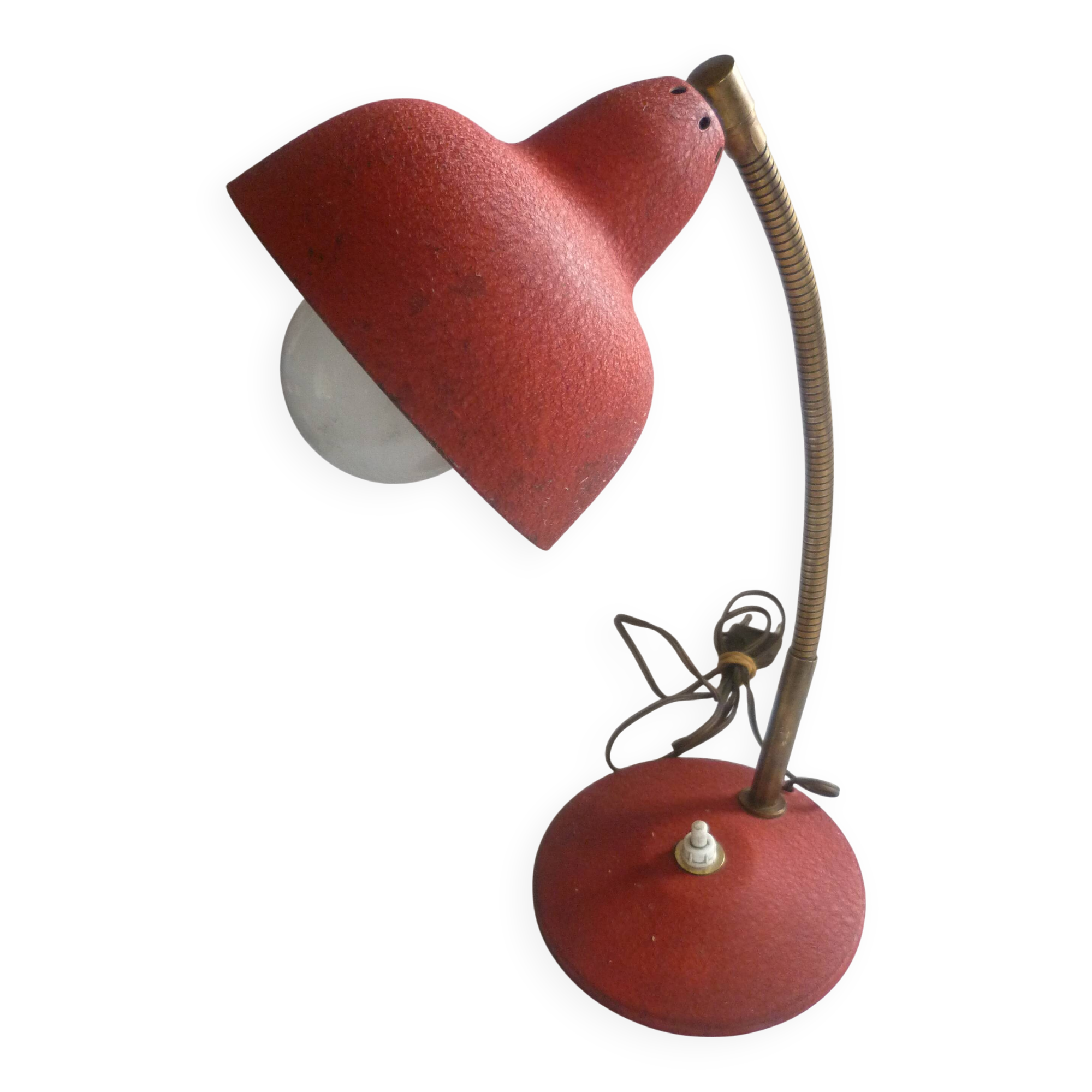 50's red granite paint desk lamp from the brand: aluminor nice