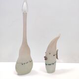 Handmade Scavo Glass Bottle / Vase by Luigi Mellara, Italy