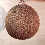 XL lampshade ball in hemp rope and rattan - 1970s