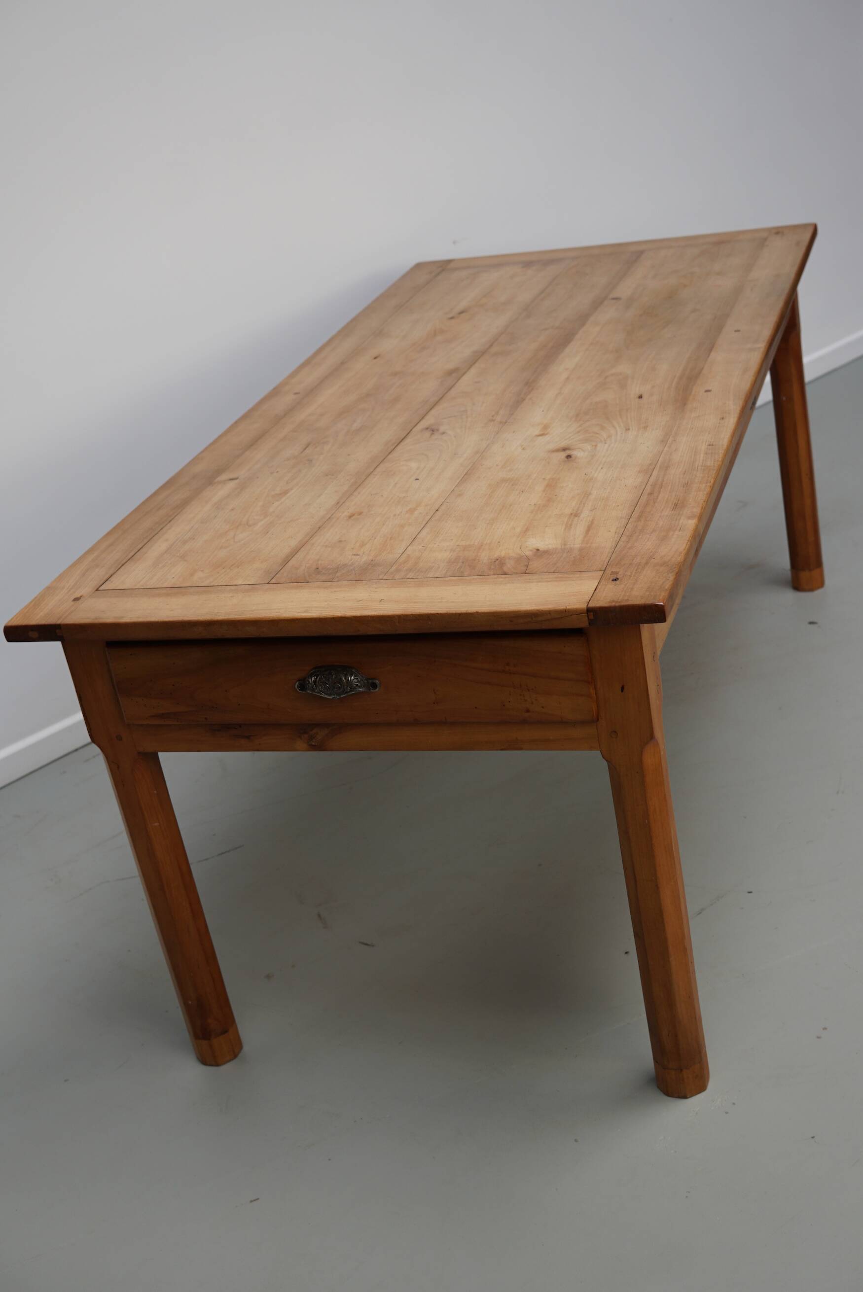 Antique Cherry French Farmhouse Dining Table, 19th Century