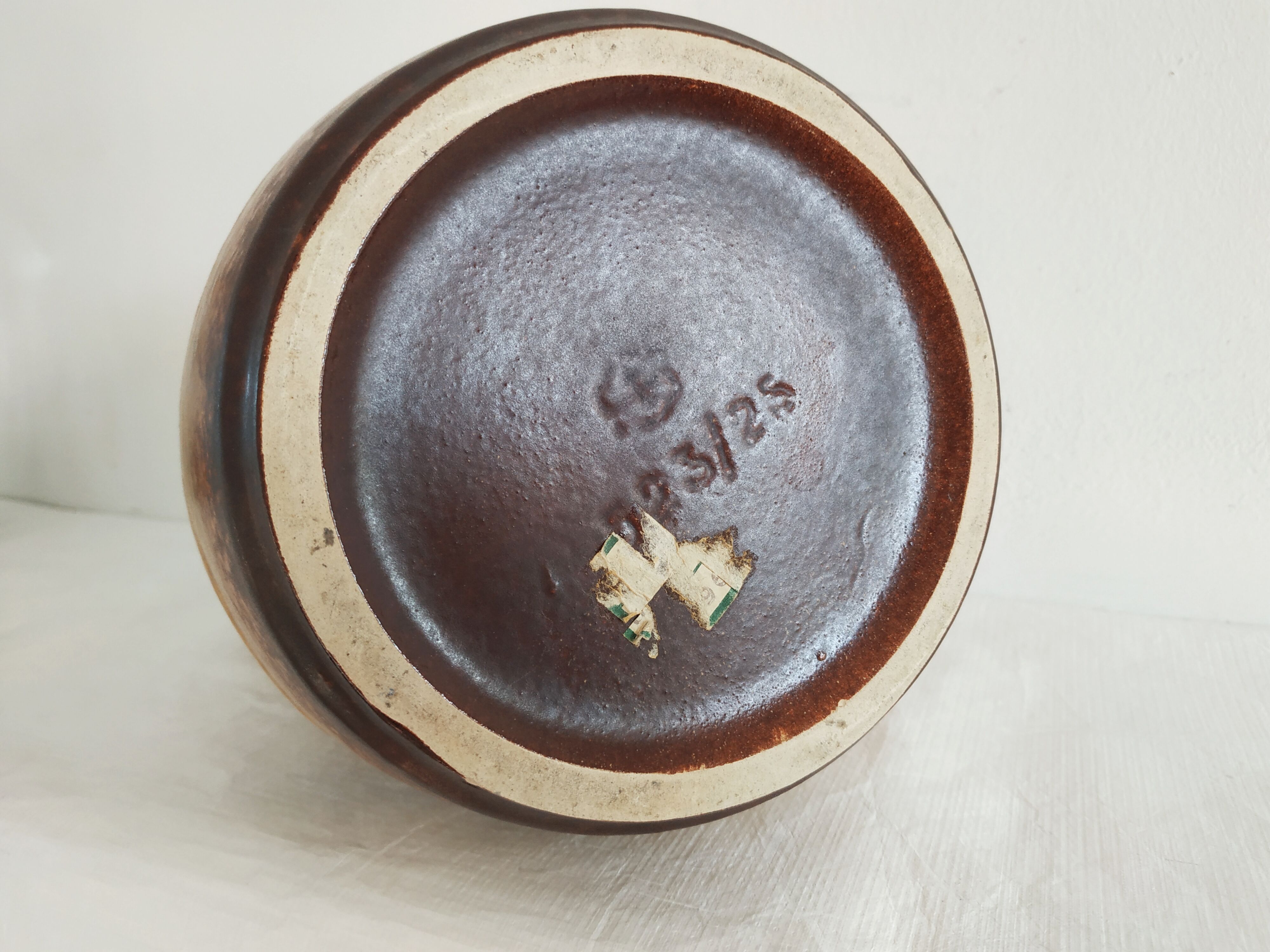 West Germany vase pitcher with red-orange enamels