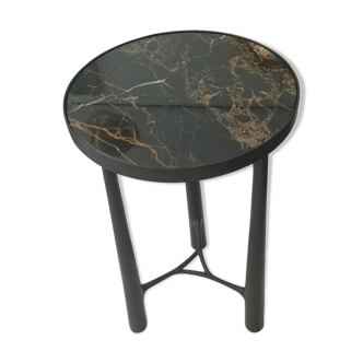 French bronze and black marble pedestal table