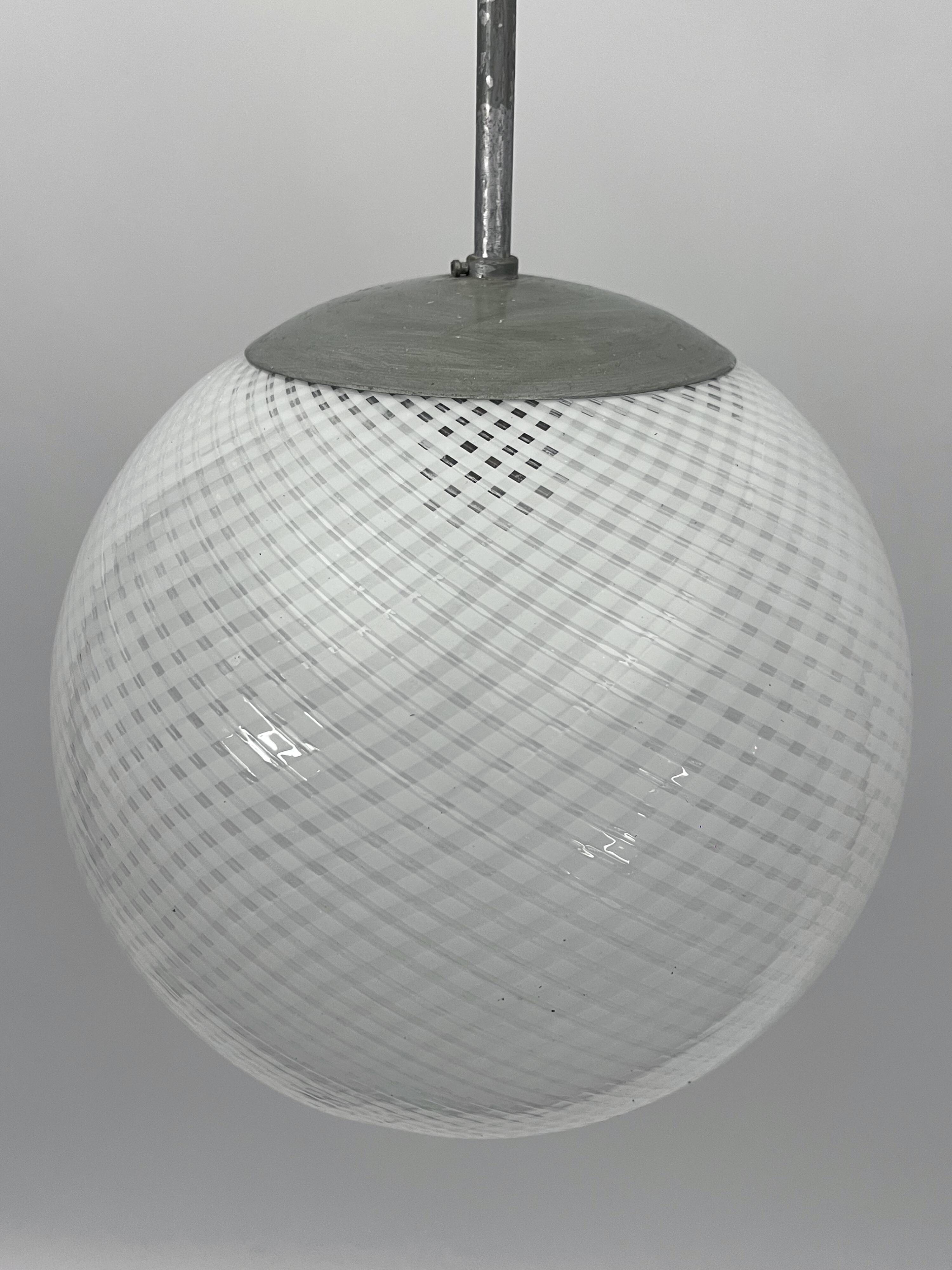Mid-Century Venini Reticello sphere pendant. Italy 1950s