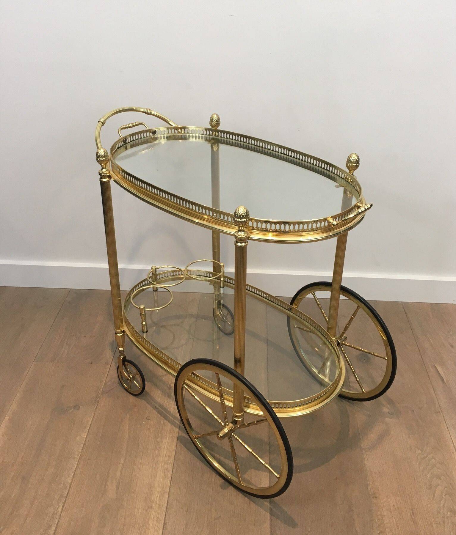 Oval Brass Rolling Table from Maison Baguès