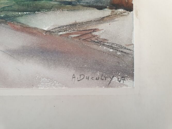 Aquarelle sur papier "Montmorency (Val d'Oise)" Signée en bas à droite, André Duculty (1912-1990)