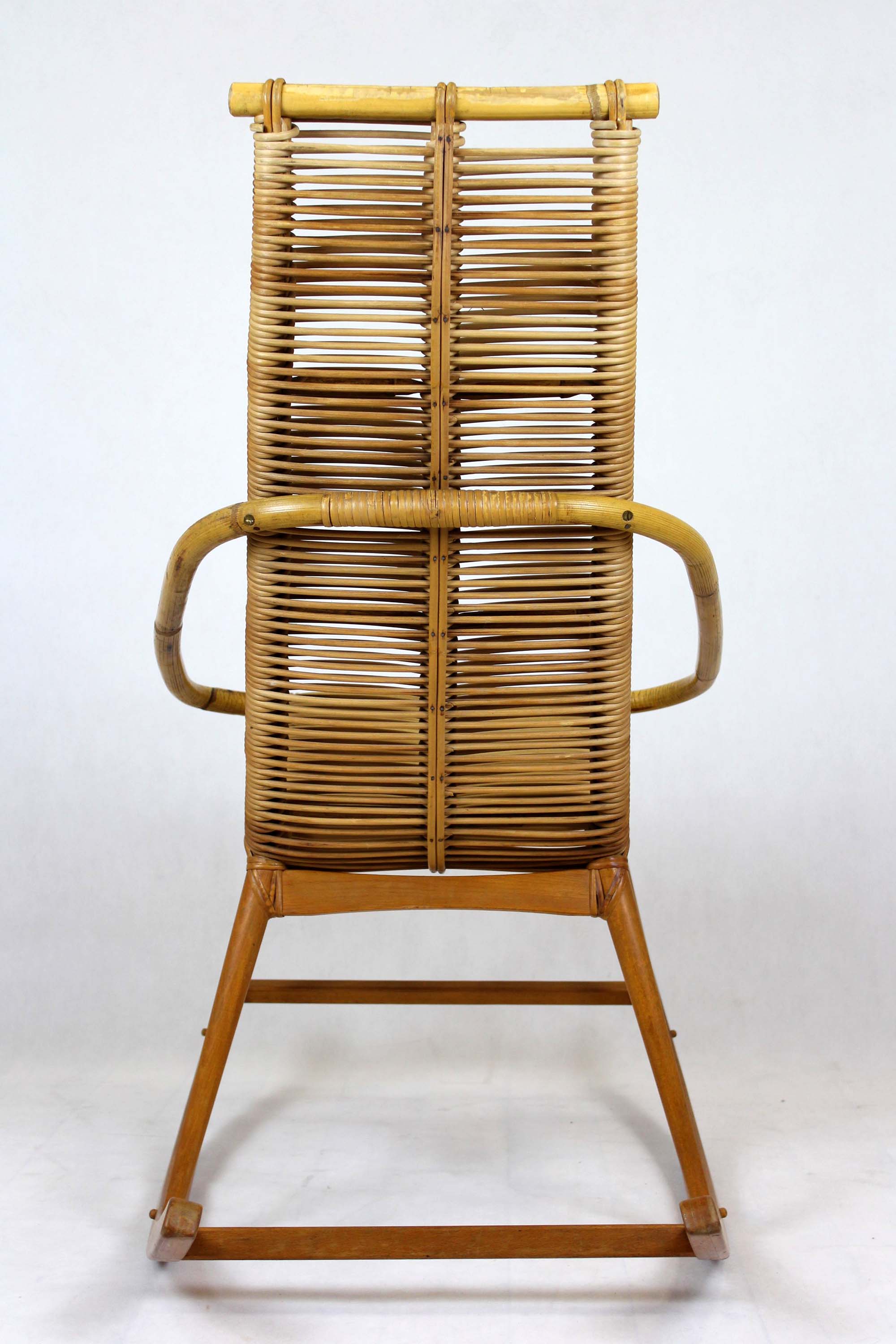 Mid-century rattan rocking chair, 1960s