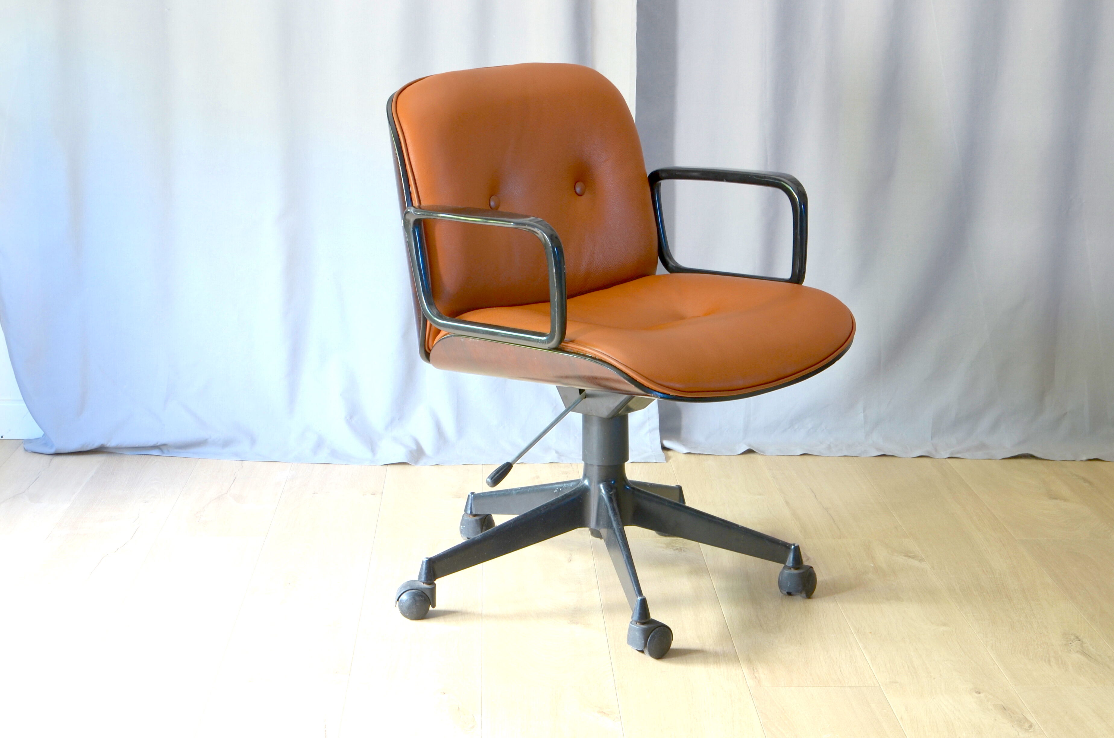 Chair of Ico Parisi for MIM leather cognac and rosewood