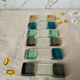 Set of 6 colored glass knife holders