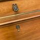Secretary with drop-leaf in Louis XVI style, made of solid wood and brass, desk/commode.