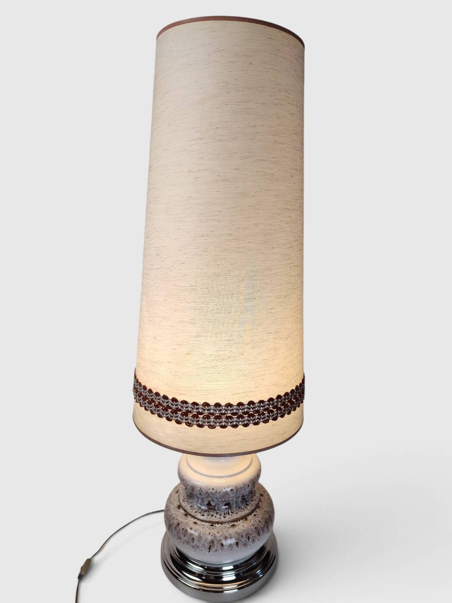 Large Vintage Ceramic "Fat Lava" and Chrome Floor Lamp, 1970s