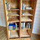 Vintage filing cabinet with double curtains, oak, Charles Schneider, Betschdorf.