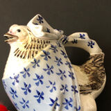 Teapot earthenware decoration vintage hen