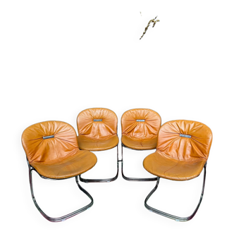 Gaston Rinaldi. Suite of 4 vintage design chairs "Sabrina".