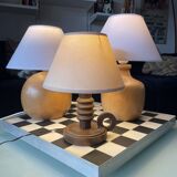 Lampe en bois d'orme tournée vintage