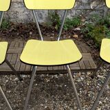 Chaises Formica jaune  pieds compas 1950