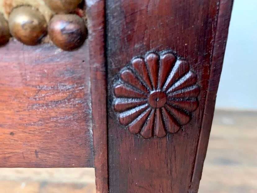 Empire office armchair in mahogany decor palmettes xviiith