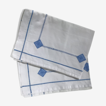 Pair of blue embroidered pillowcases