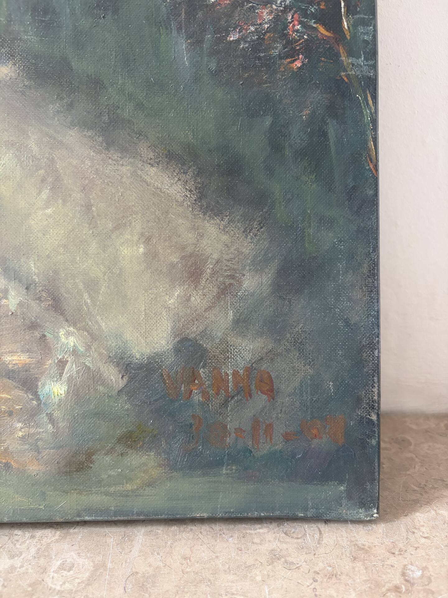 The distant castle, oil on canvas signed