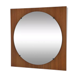 Round mirror from the 60s - 70s on a square wooden frame