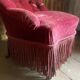 Antique Napoleon III period upholstered toad armchair – 19th century – Upholstered red velvet