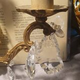 1 crystal prism wall light with 2 lights. Brass frame