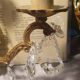 1 crystal prism wall light with 2 lights. Brass frame