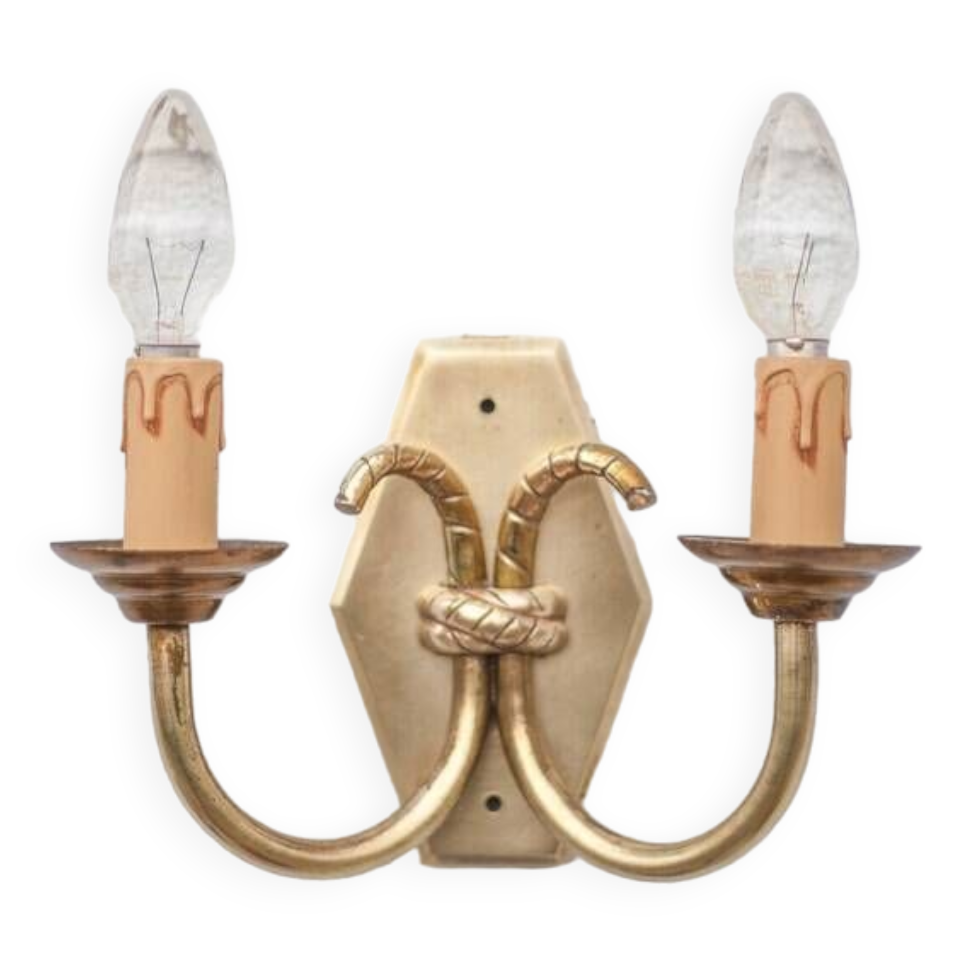 2-arm wall light, wall lamp, vintage knot wall light, brass wall light, interior decor, 70's