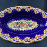 Oblong hollow dish in Longwy earthenware MP Chevallier Renaissance