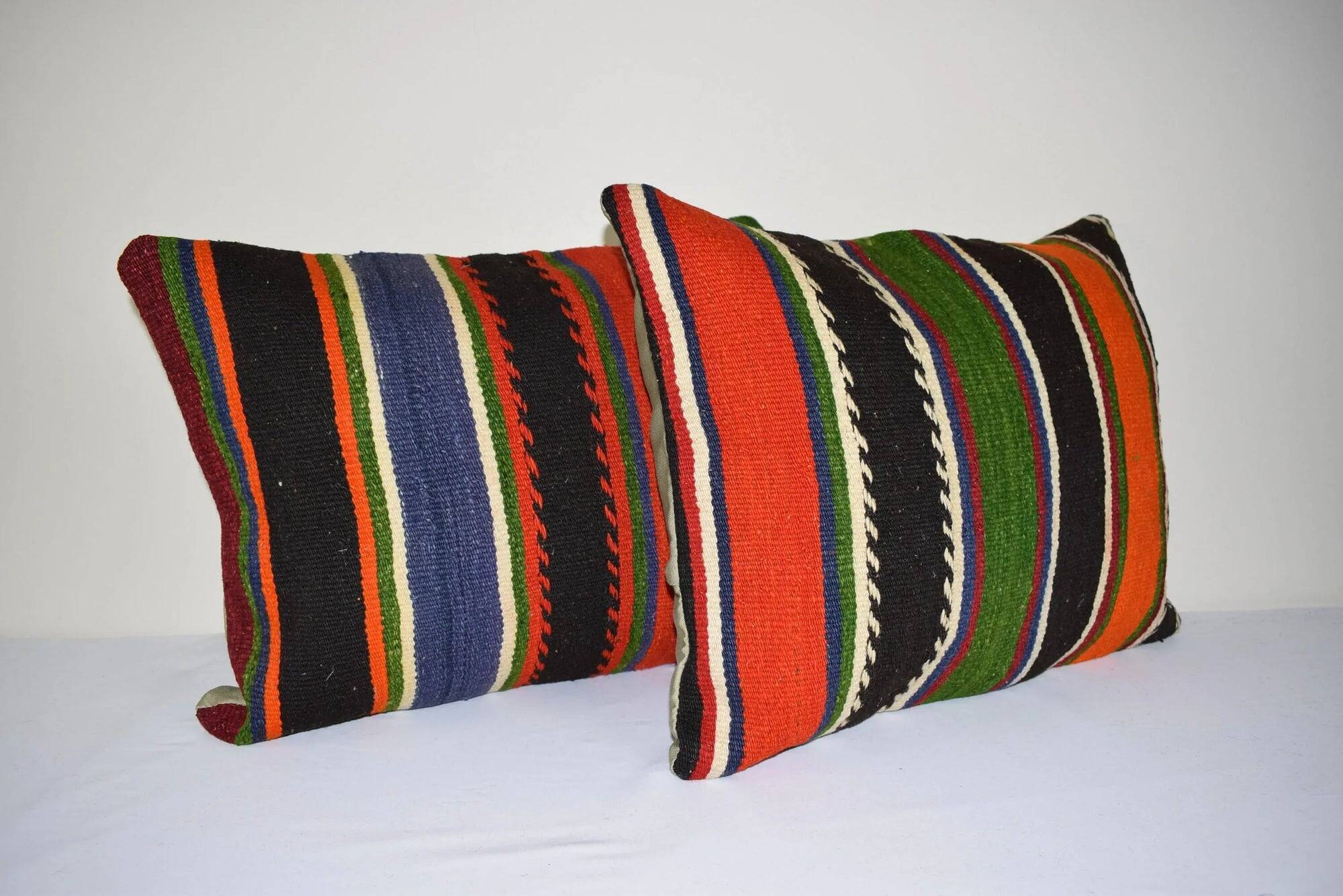 Set of 2 vintage kilim cushion covers 46x61 cm