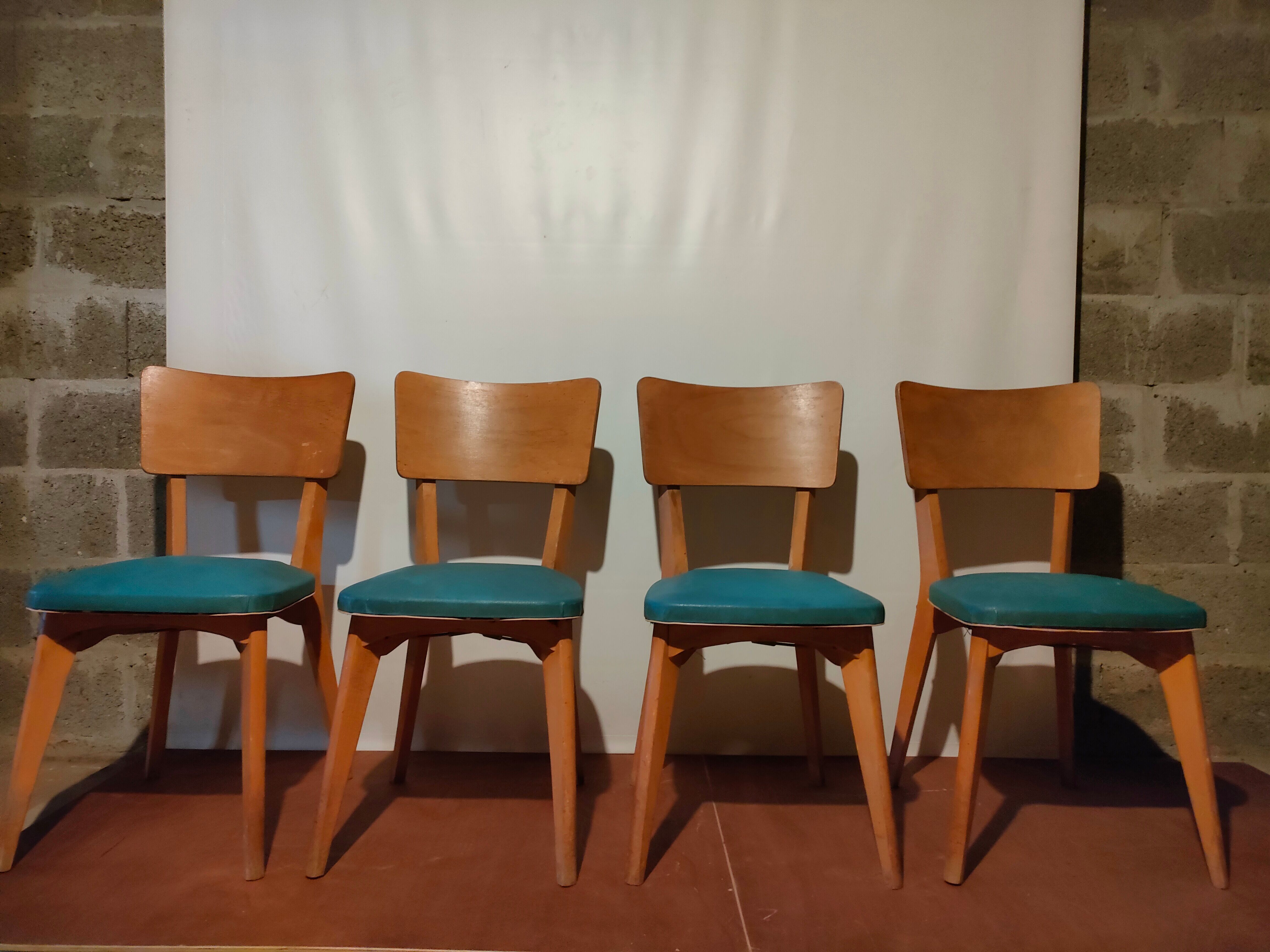Set of 4 blue skai chairs