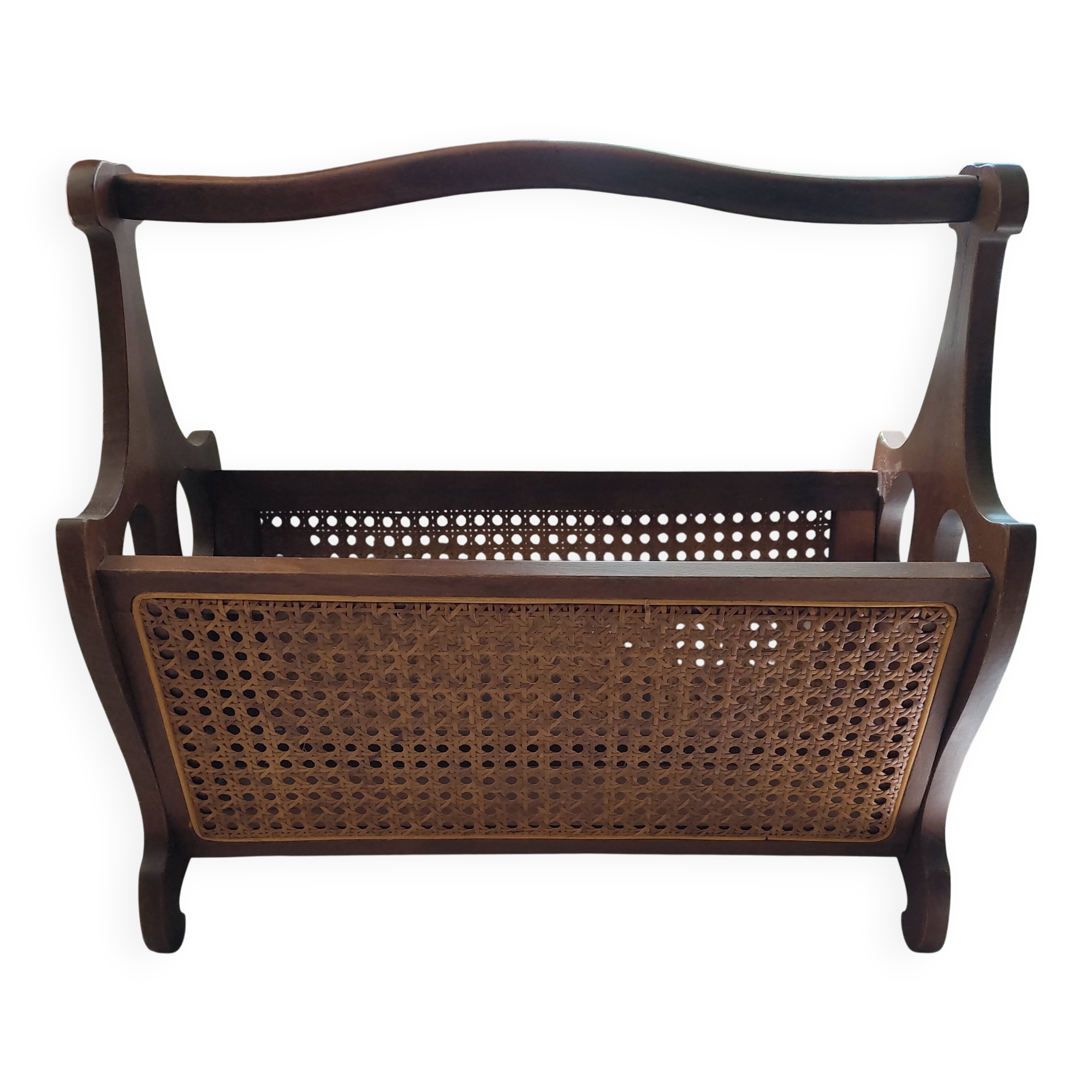Wood and Vienna straw magazine rack