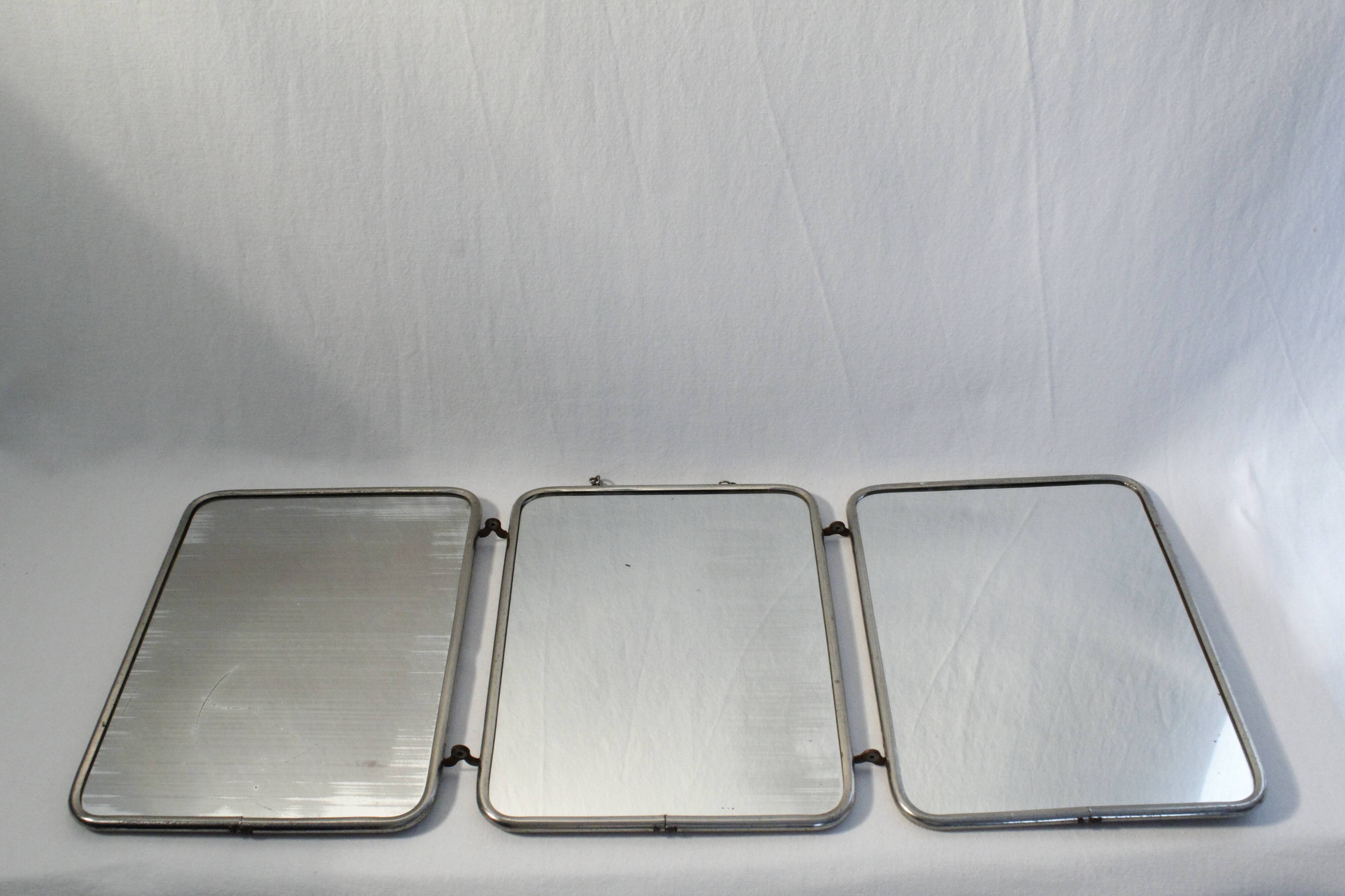 Vintage triptych barber mirror