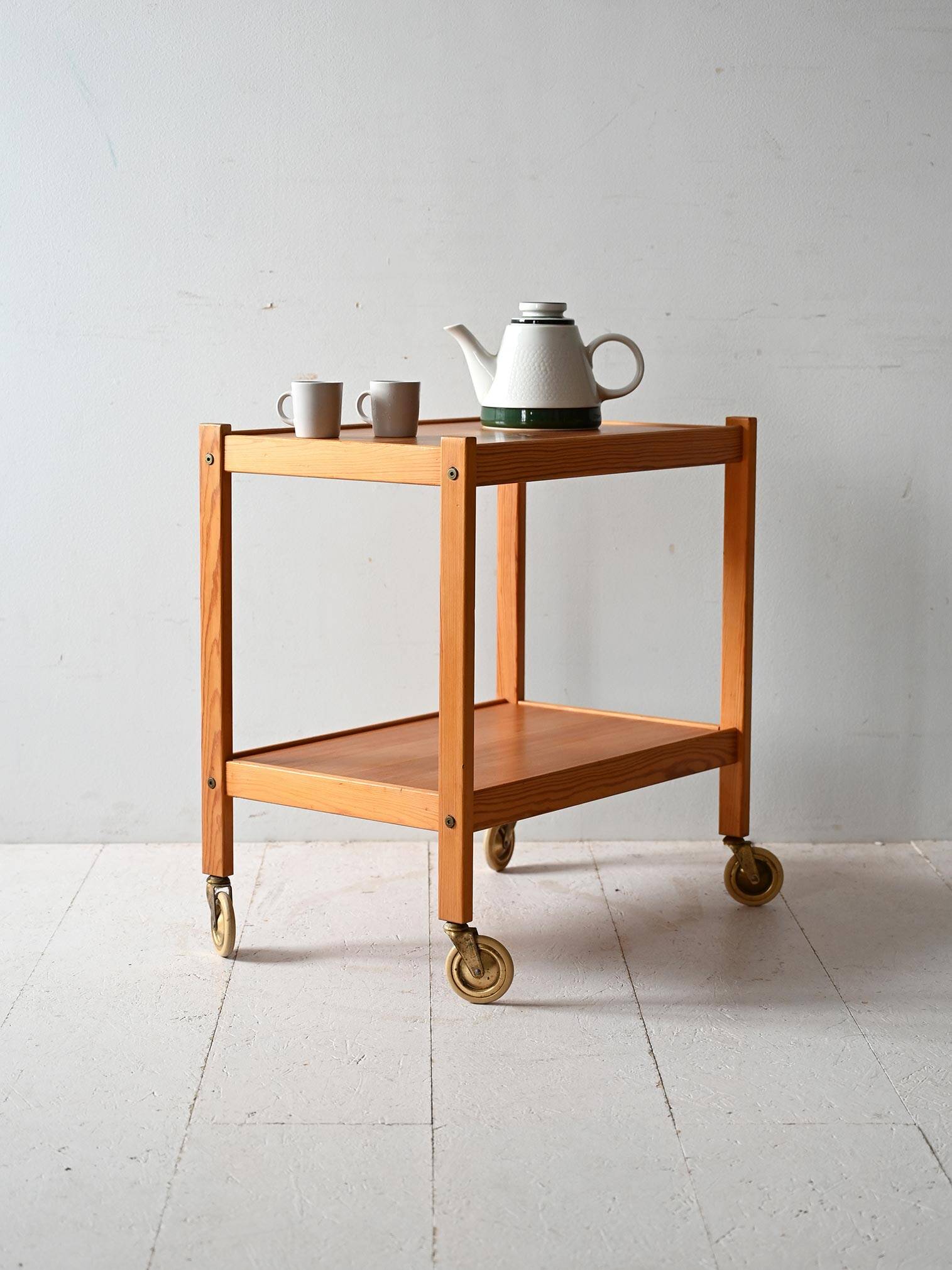 1960s Scandinavian pine wood trolley