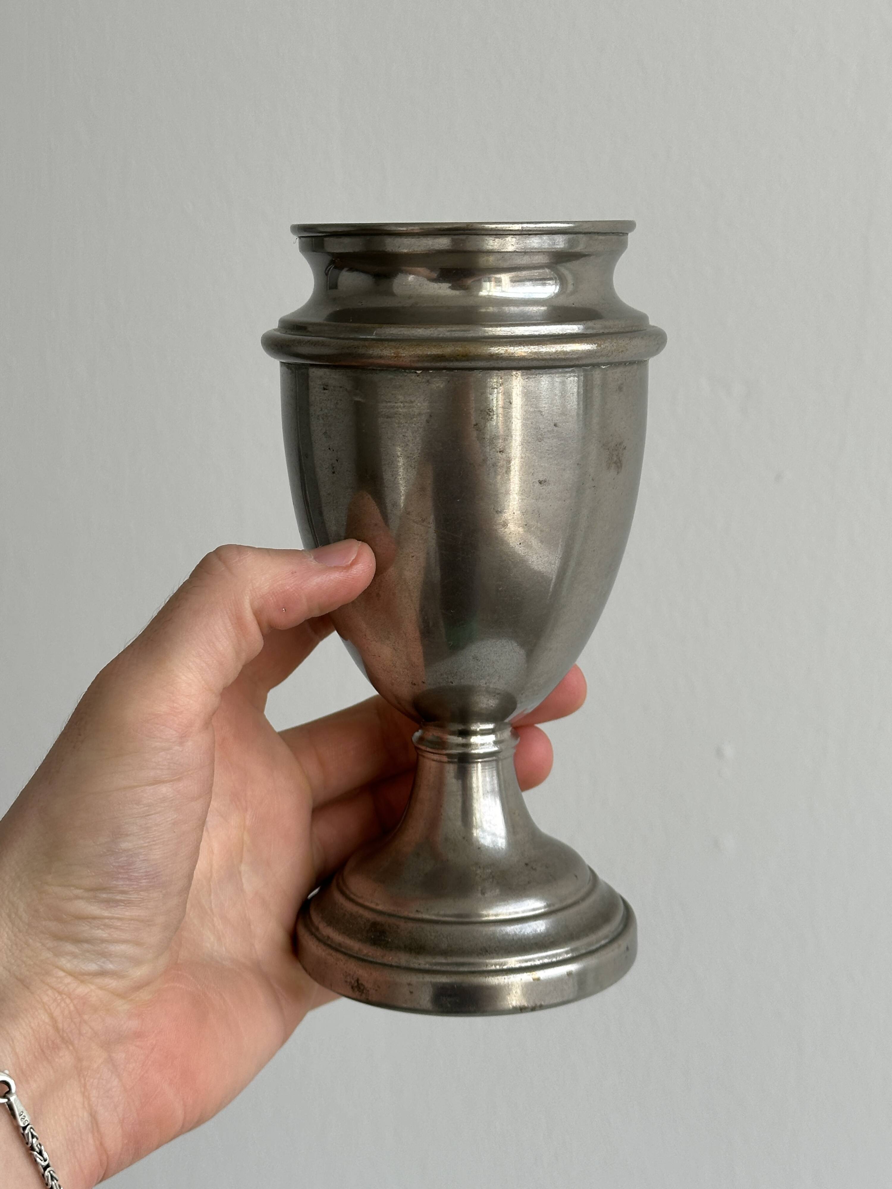 Vintage patinated tin vase