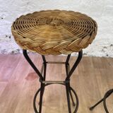 Metal and wicker bar stools