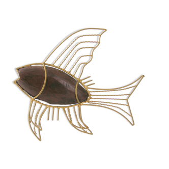 Vintage brass and wood fish