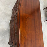 Curved Lyonnaise commode from the Louis XV period in solid walnut, late 1750s.
