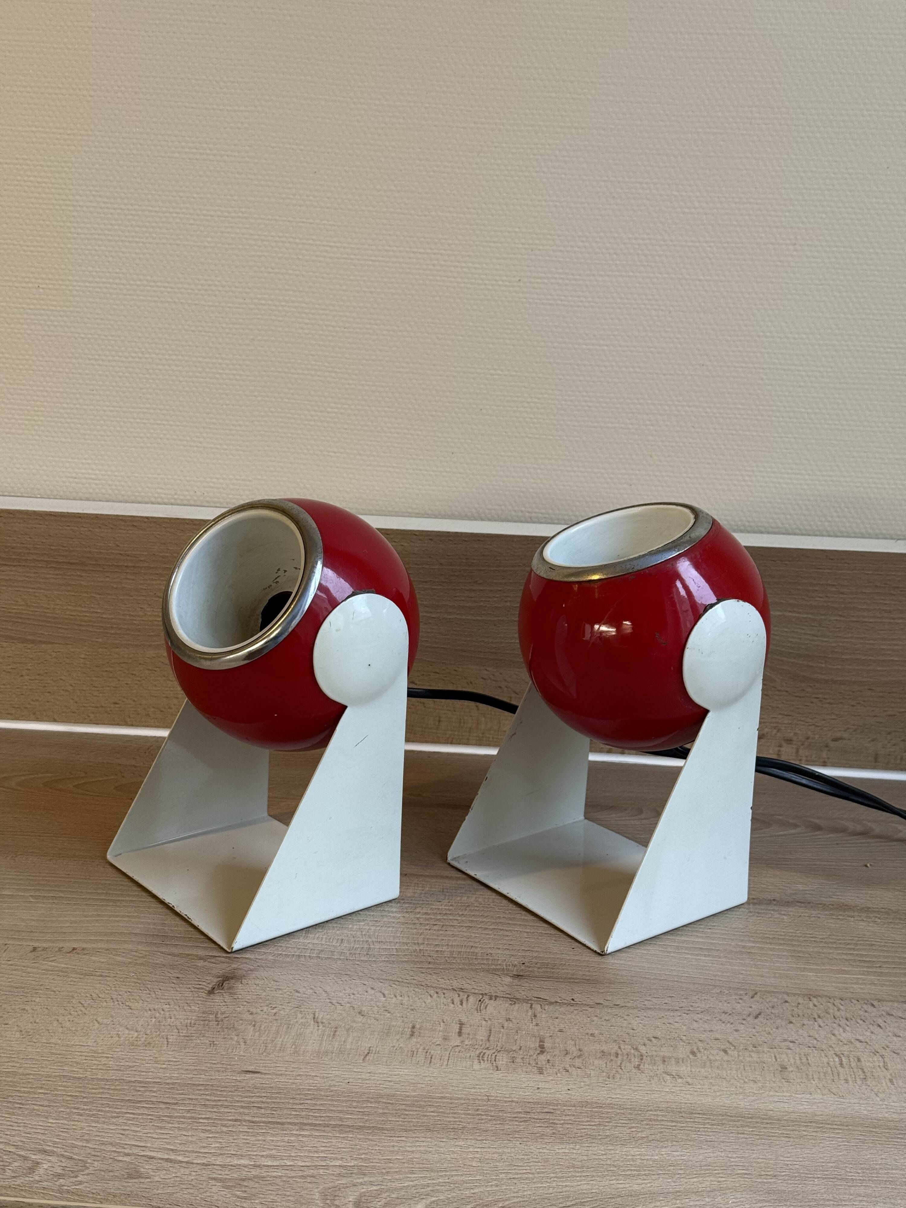 Pair of Vintage Desk Lamps eye ball "Polifemo" Space Age