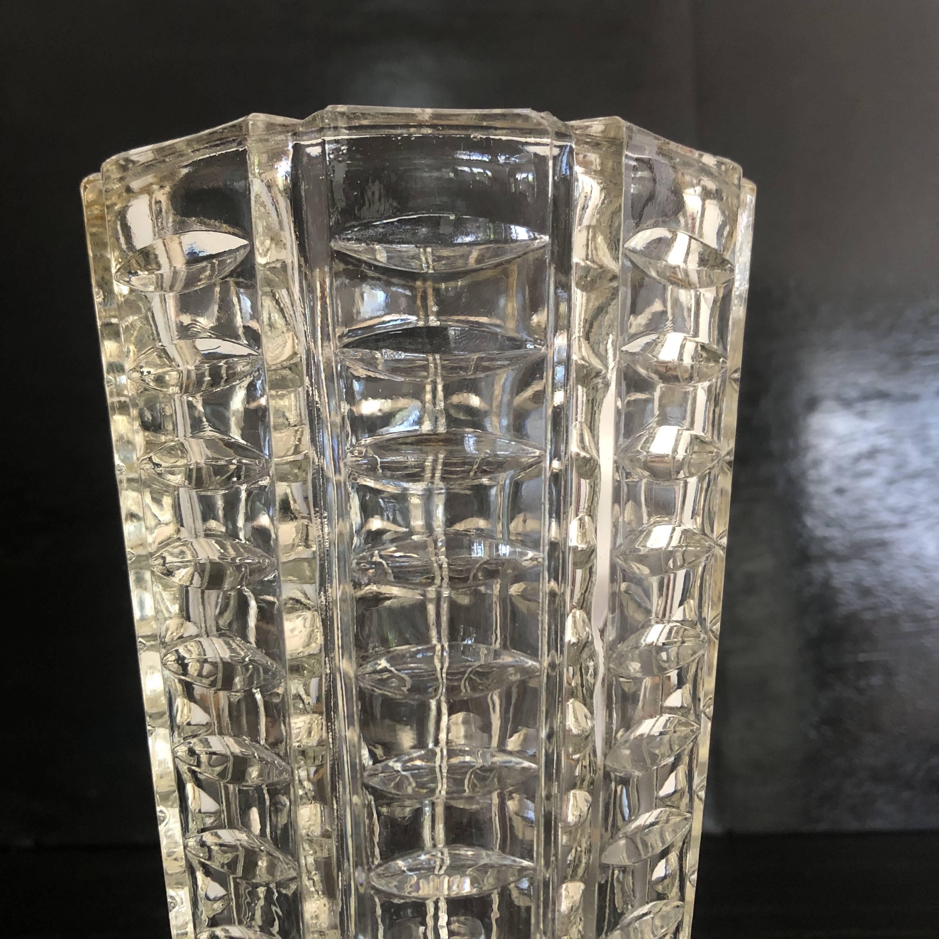 Chiseled glass vase