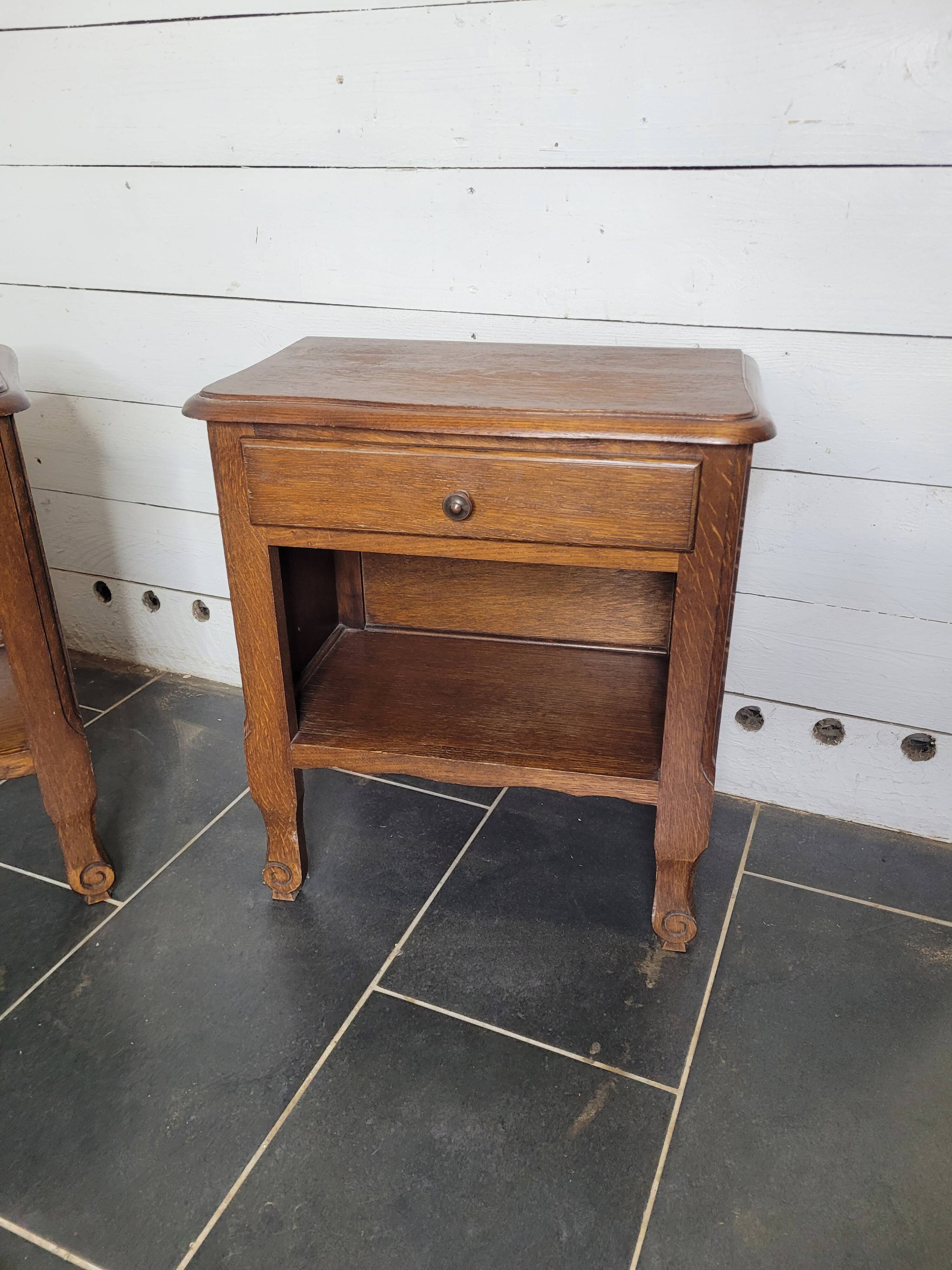 Pair of oak bedside tables