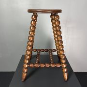Midcentury brutalist wood turned stool in the style of Charles Dudouyt, 50s
