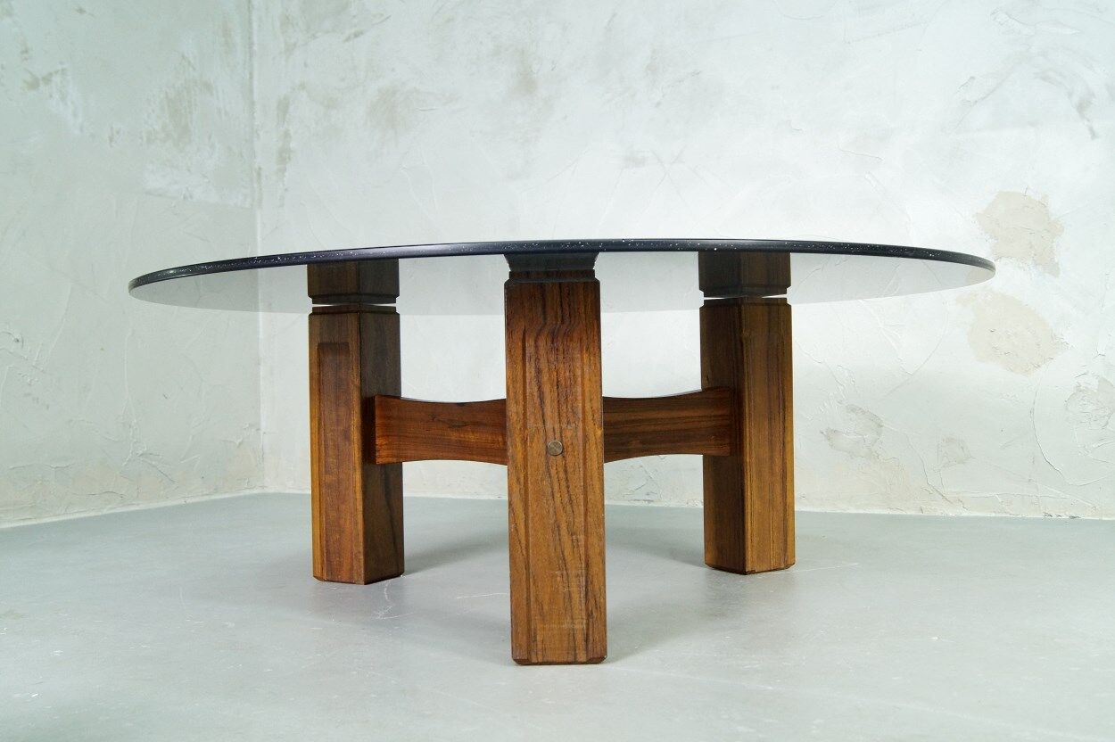 Table basse italienne moderne de bois de rose années 60