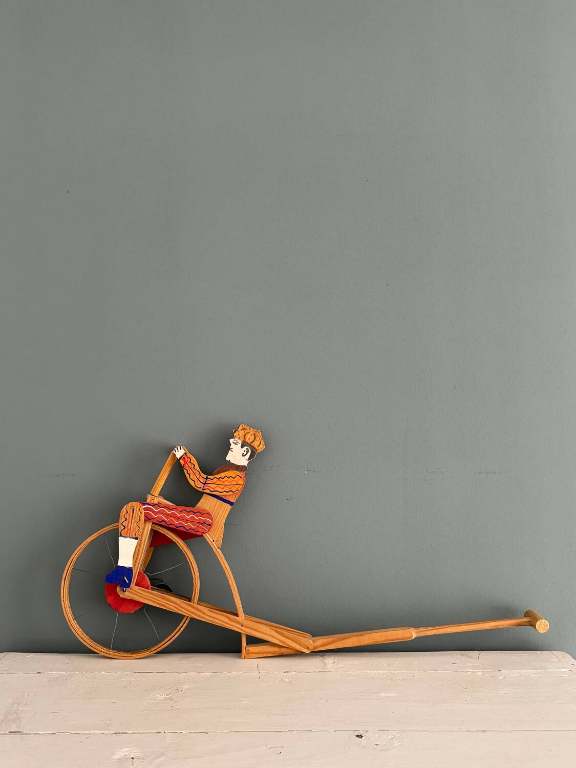 Old painted wooden push toy, circa 1930