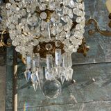 Bronze and crystal hot air balloon chandelier